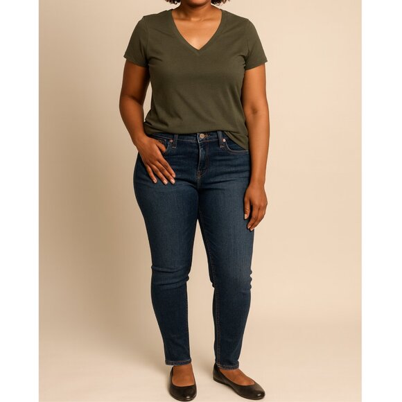 Seven7 Women's Tummyless High Rise Stretch Dark Wash Classic Skinny Jeans Sz 10 - Picture 2 of 16